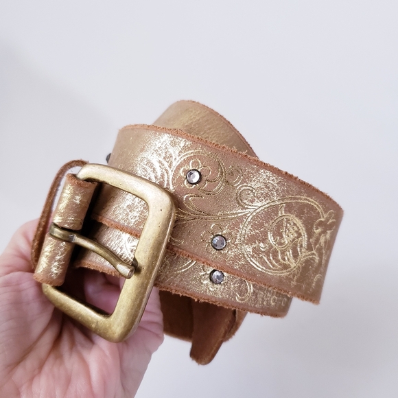 Vintage Express Gold Leather Belt - Picture 4 of 14